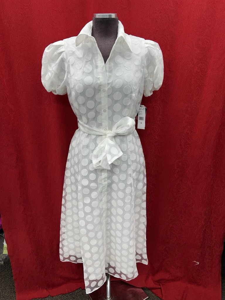 Sandra Darren Dress/Retail$120/Size 16/Chiffon /New With Tag/Lined/ White